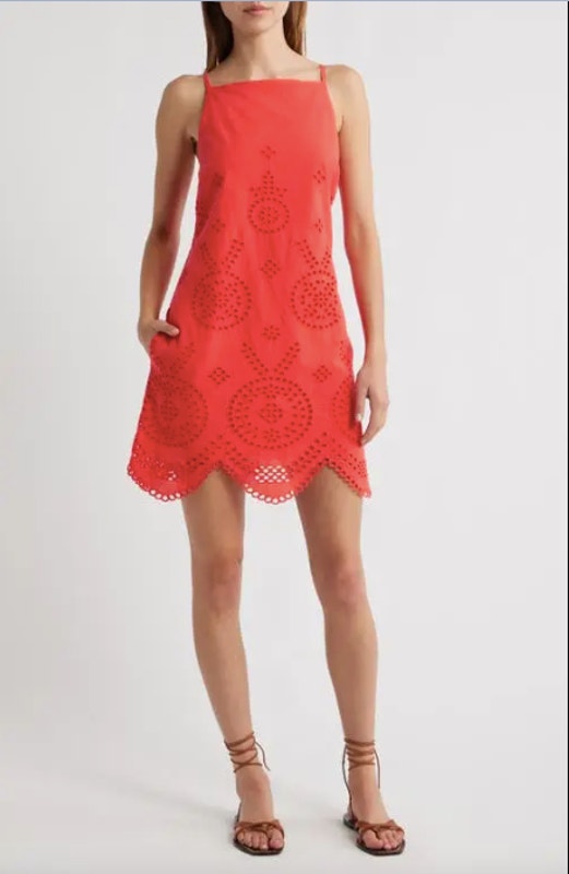 Cleobella Poppy Red Thandi Embroidered Mini Dress Nwt Small